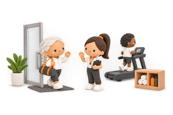 Studio bestätigt den Termin und der Nutzer startet sein Training